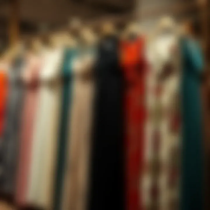 A collection of various styles of slimming maxi dresses on display