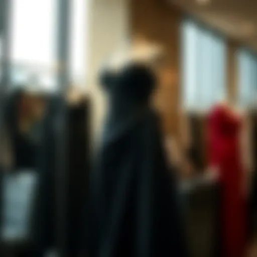 Elegant black slimming maxi dress draped on a mannequin