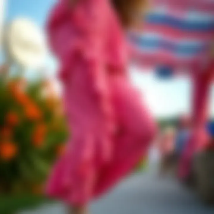 Vibrant Appeal of Ruffle Cover-Up Pants Stylish ruffle cover-up pants showcased in a vibrant outdoor setting