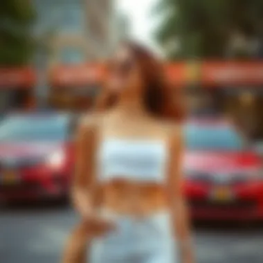 Fashionable petite cami styled for a casual outing