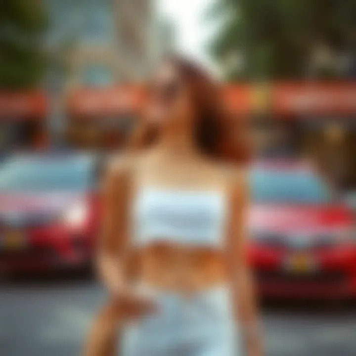 Fashionable petite cami styled for a casual outing