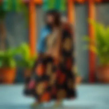 Sustainable Fabric Choices in Maxi Skirt Design Wide waistband maxi skirt showcasing sustainable fabric