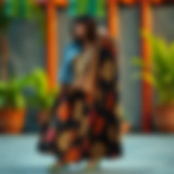 Sustainable Fabric Choices in Maxi Skirt Design Wide waistband maxi skirt showcasing sustainable fabric