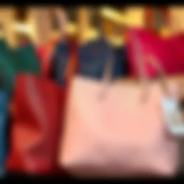 Trendy designs of tote bags displayed together