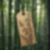 Close-up of bamboo plant tags showcasing intricate designs