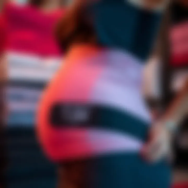 Material options for maternity stomach bands displayed