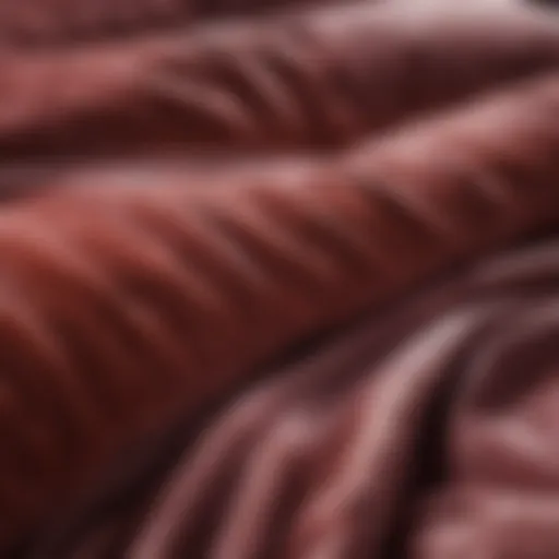 Textured close-up of a plush velvet duvet showcasing its rich fabric