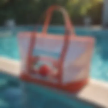 Stylish waterproof pool tote beside a pool