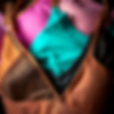 Different textures of materials used in waterproof sticky bras for enhanced functionality