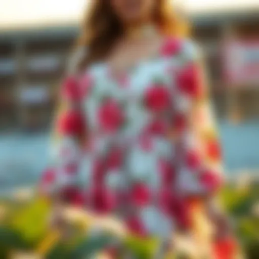 Elegant plus-size western dress with floral patterns