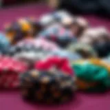 Diversity of Designs in Wide Soft Headbands A collection of wide soft headbands showcasing diverse patterns and colors